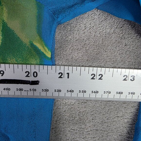 Womens Jessica Holbrook Blue 100% Silk Floral Blouse Long Sleeve Button Up S - Picture 5 of 7